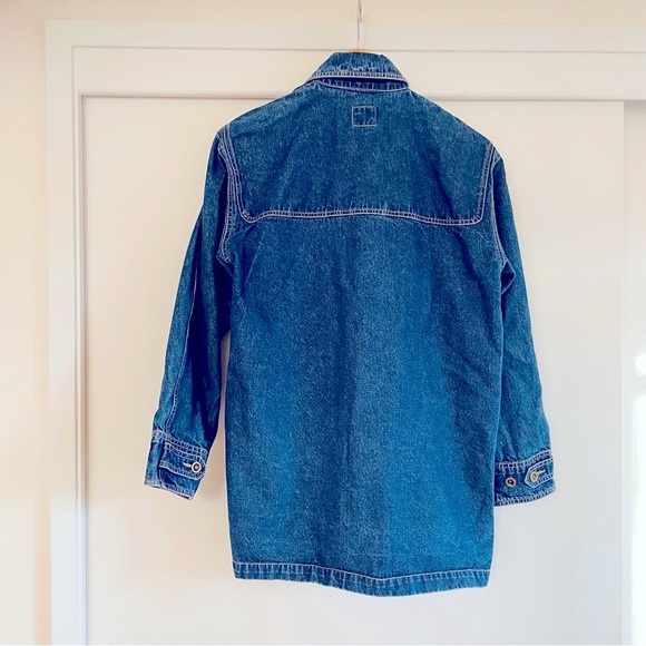 VINTAGE LIZWEAR Denim Coat w/ Leather &‎ Wood Toggles - Picture 5 of 7